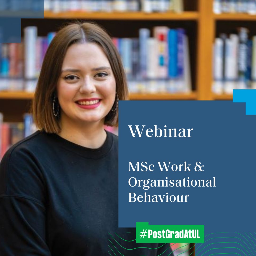 UL_GPS's tweet photo. Join Dr Moran Anisman Razin and Master's alumni, Mr Adam Burke to learn more about the MSc Work &amp; Organisational Behaviour .

Tuesday, November 29, 2022 @ 3PM

Register Now 👉https://t.co/D5hgmOx8OA

@BusinessAtUL 
#StayCurious #PostGradAtUL https://t.co/a8YJ1Btak8