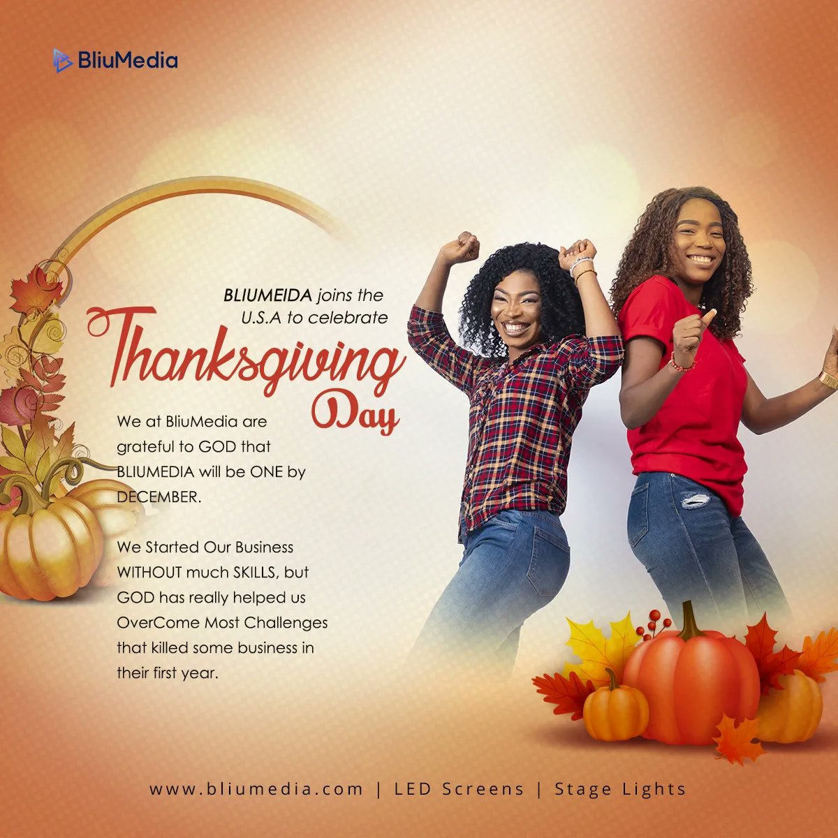 bliumedia's tweet photo. Please join us in celebrating our 1st year in Business. ๐ฅ It wasn't easy but God saw us through.
To show your support, please like our posts, follow our page, and drop a beautiful comment to add smiles to our moments
#Thanksgiving #Ledscreenrental #stageandlighting #Ledsreens https://t.co/S7bm1bsbrG