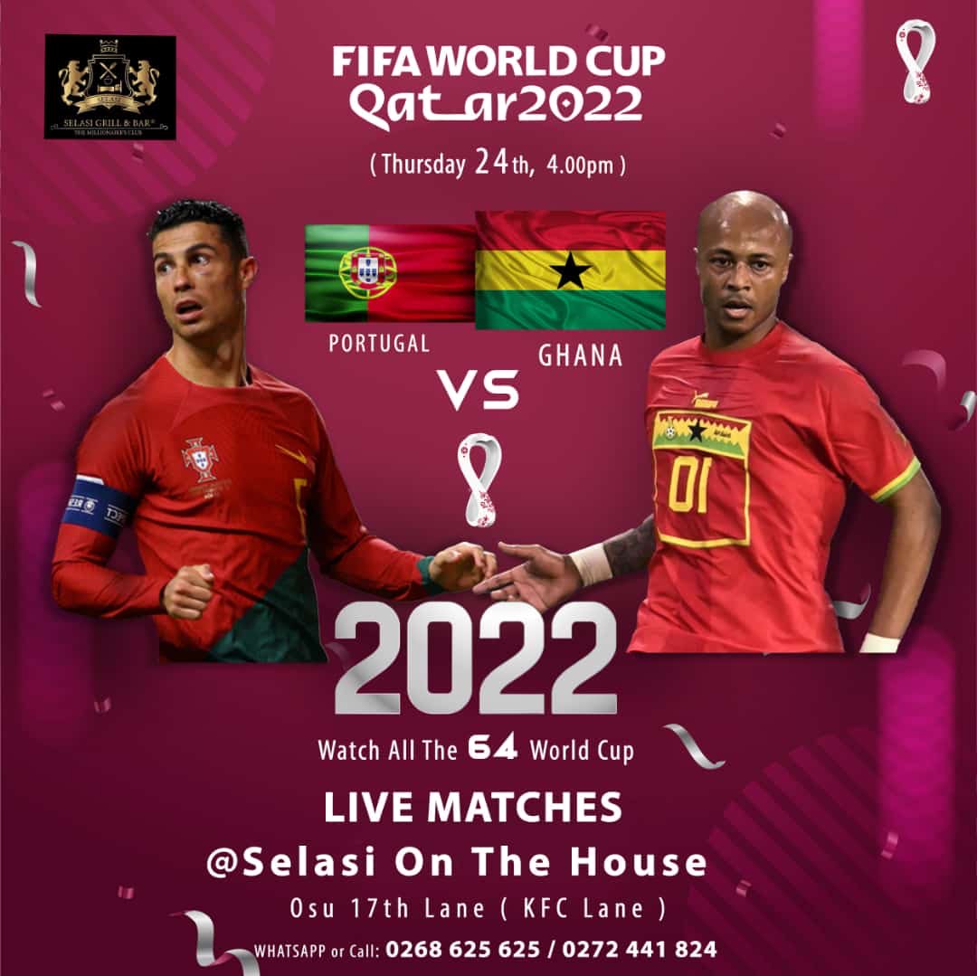 SelasiOTH's tweet photo. *Don't miss Dis1*
Ghana vs Portugal 4.00pm. Sharp
Join us this afternoon at Selasi On The House, Osu to watch Ghana beat Portugal.🔥😄
Finger food and Drinks available.🥃🍗🍟🍕
*0302942322/0241128975*
Tell a friend to tell a friend👩‍❤️‍👨🤞🏾
Find us on Google.👇🏾
https://t.co/PfrXRmoFW6 https://t.co/8yLEHUf4sg