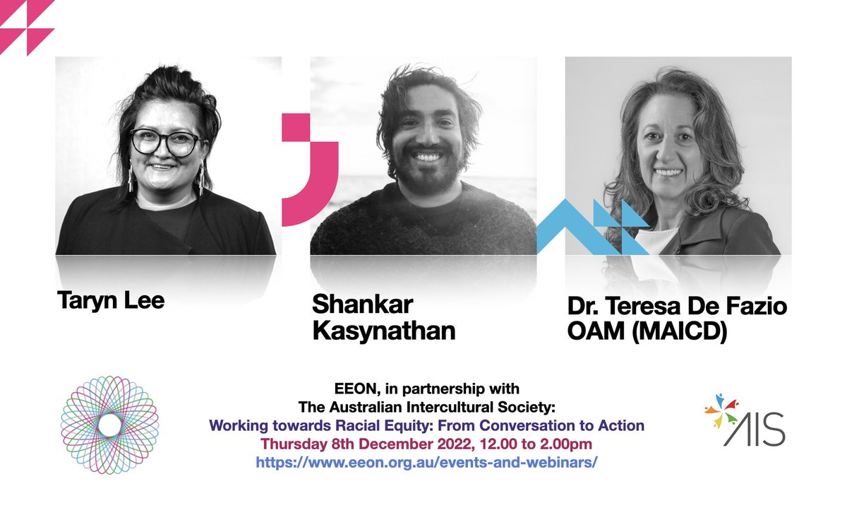 EEON_Victoria's tweet photo. In under two weeks we present our last event for 2022. 
Racial Equity continues to be an important topic to discuss in Australia.

https://t.co/cHgXfqTkRU...
Join us again on 8 December from 12.30-2.00pm live at RMIT, Melbourne CBD, and virtually on Teams https://t.co/tcnDVgOOZm