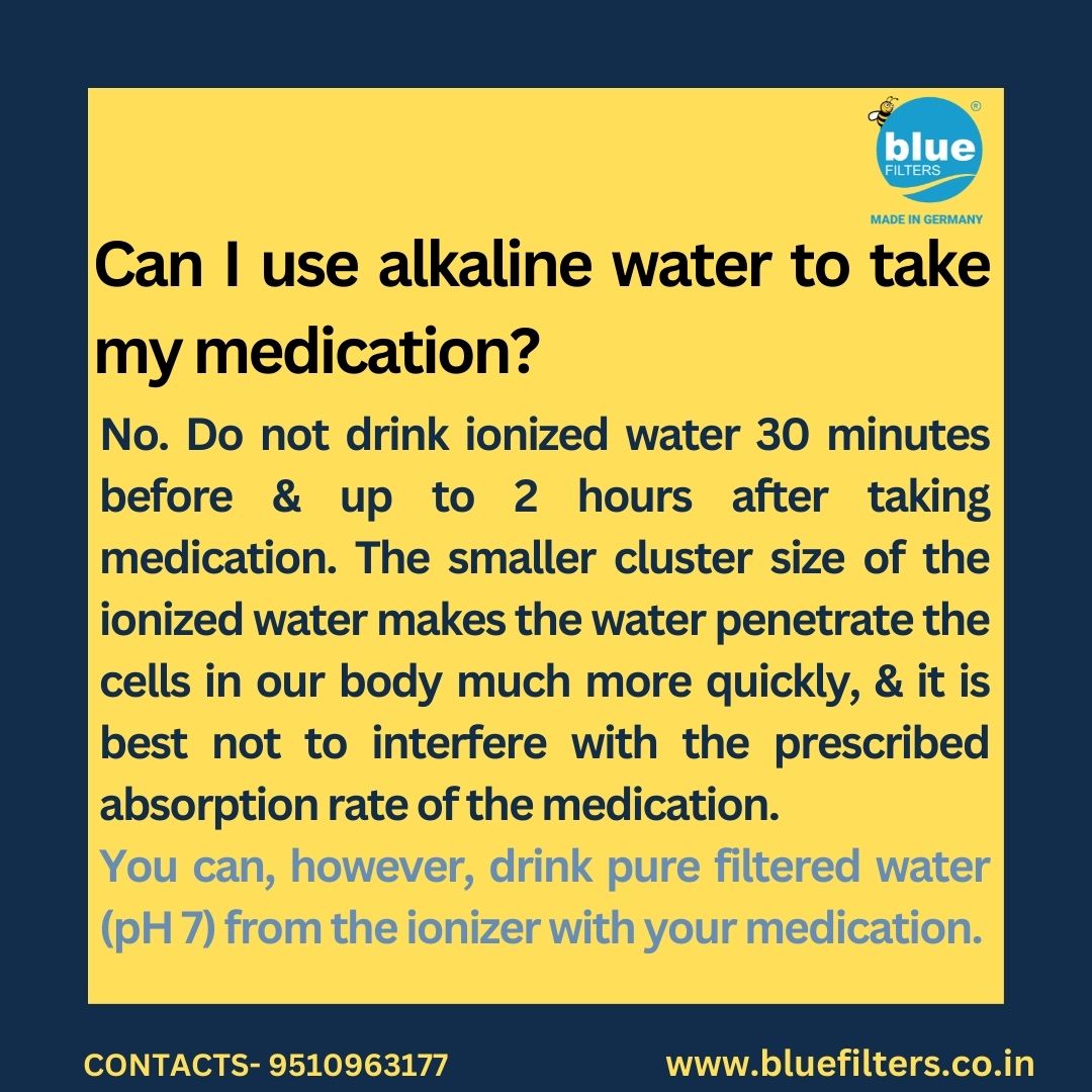 Can I use alkaline water to take my medication? @Bluefilters_In - Drinking BlueFilters alkaline water daily will significantly improve your immune system and also provide long-term health benefits.👇 Visit at bluefilters.co.in #bluefiltersindia #mlrd #alkaline #explorepage
