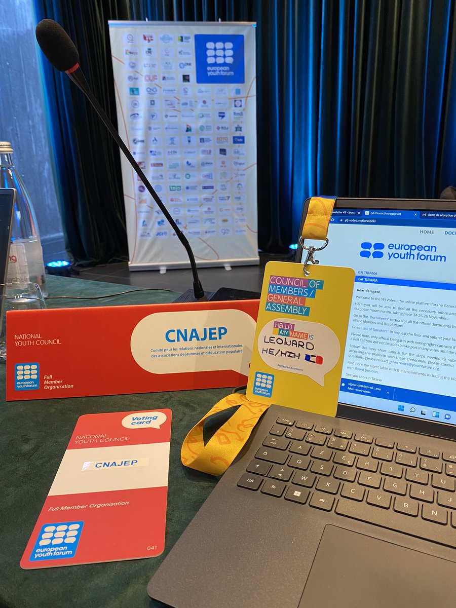 Présent à Tirana 🇦🇱 pour l’assemblée générale du <a href="/Youth_Forum/">European Youth Forum</a> en tant que délégué officiel du <a href="/Cnajep/">CNAJEP</a> 🇫🇷 ! C’est parti pour trois jours de rencontres, d’élections et de débats au sein de la plus grande plate-forme de jeunesse en Europe ! 🇪🇺 #PourLesDroitsDesJeunes