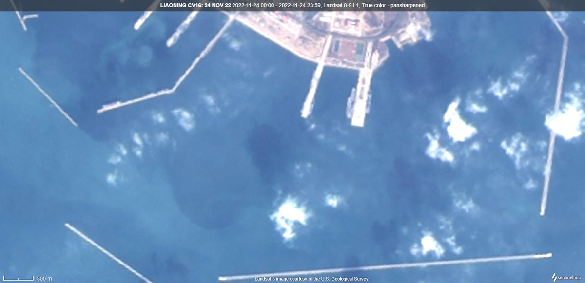 d_viekass's tweet photo. #Liaoning #CV16 at Yuchi Naval base along with #Type901 Replenishment Ship. Landsat 8/9🛰️ image 24 Nov 22:10:36:43 LMT China. @AndrewSErickson @supbrow @duandang @CeciliaSykala https://t.co/78niwJSNs2