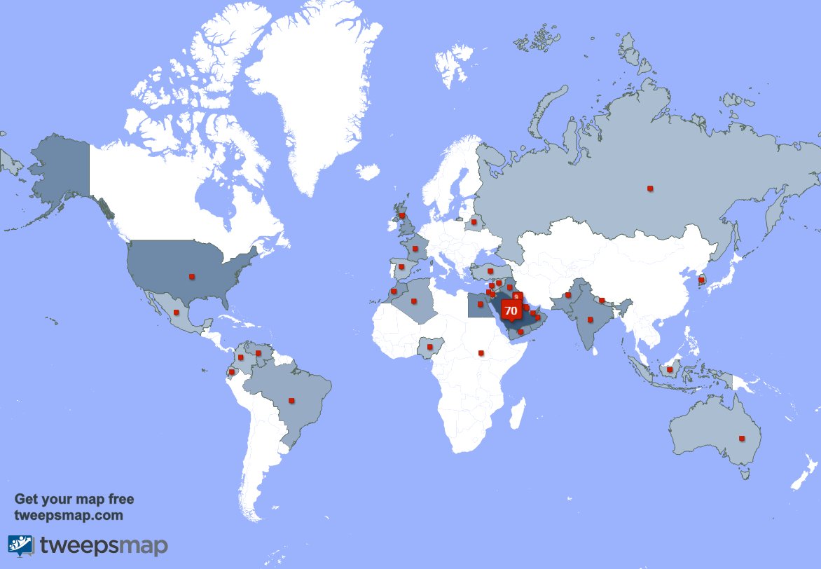 لدي 3 متابعين جدد من السعوديه 🇸🇦 خلال الأسبوع الماضي tweepsmap.com/!abdulrheemlov