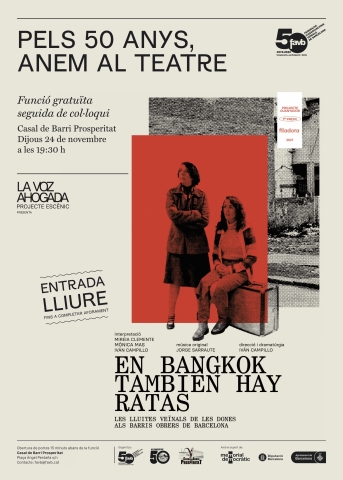 Bcn_NouBarris's tweet photo. Teatre i música al @CasalBProspe!
🐀50 anys @FAVBcn - "En Bangkok también hay ratas", amb @lavozahogada: avui, 19.30 h
❣️#25N - "Estimar sense morir", amb Pepa Lavilla: demà, 20 h
🦁#Vermutsical "El León y sus Secuaces": ds., 13 h
Tot gratis! + info a https://t.co/cAINXCONmb https://t.co/VL9yLk2K1B