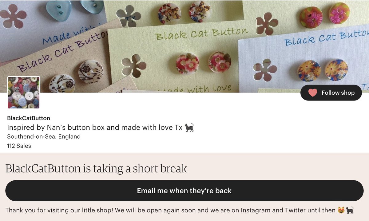 blackcatbutton's tweet photo. Good morning #Buttonistas ๐ป
Big button news coming soon and, until then, our little shop is taking a break!
But weโre still here for all of your button wishes, so, if you need any buttons, just DM โฆ ๐๐ป๐โโฌ #MHHSBD #SmartSocial #TheCraftersUK https://t.co/5T3NkZ8Ch7
