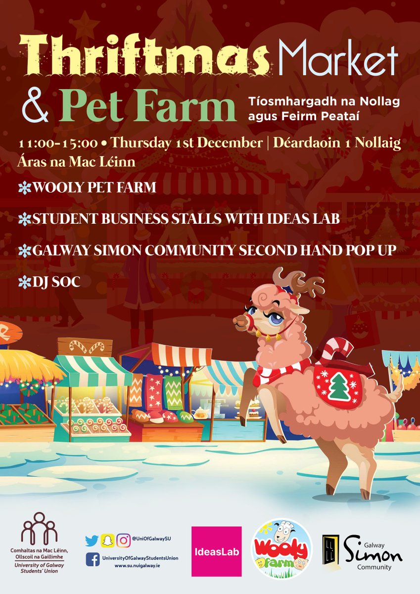 UniOfGalwaySU's tweet photo. Your SU Weekly Email Includes: 

🍆#SHAGweek 
🫖New social space
💋Sult (Taylor’s Version)
🦙Thriftmas Market + Pet Farm
📚Extra Study Space
🎄Christmas Raffle on sale soon
🇺🇸USIT J1 Roadshow

+ Lot's more here: 
https://t.co/fJesiGCXYl

#DoChomhaltas #UniversityofGalway https://t.co/xBxlI4Sv68