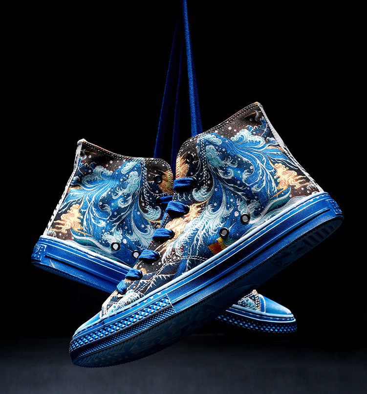 Kanagawa explosive change floating world painting shoes high help hand-painted canvas shoes male Chinese wind board shoes national tide Shanhaijing men's shoes
#doodle