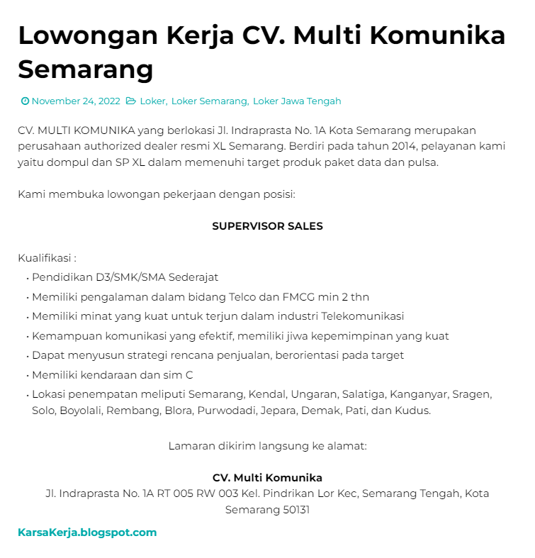 KarsaKerja's tweet photo. Lowongan Kerja Semarang di CV. Multi Komunika posisi Supervisor Sales.
Lihat: https://t.co/uO7e5ZDYlg

#lokerSemarang #lokerJawaTengah #lokerJateng #infoLoker https://t.co/v7wrwomxaN