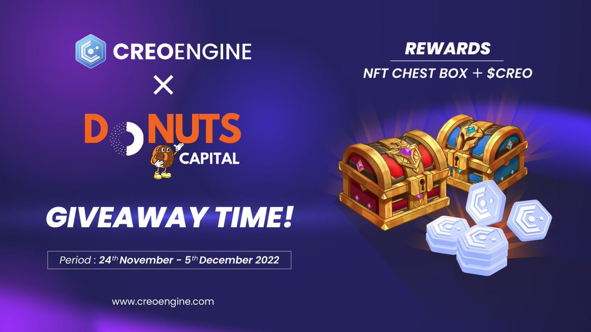 DONUTS CAPITAL×Evermore Knights GIVEAWAY 🎉💰

<a href="/EvermoreKnights/">Evermore Knights</a>
<a href="/creo_engine/">Creo Engine</a>

👤5 NFT Characters for 5 winners (worth 500$)
⚔️4 NFT Weapon for 4 winners (worth 200$)
💰30 winners will get 10$ Worth of CREO

🔰Join here
👉forms.gle/mdYqvR5viCzzM6…

#Giveaway #Airdrops #playtoearn