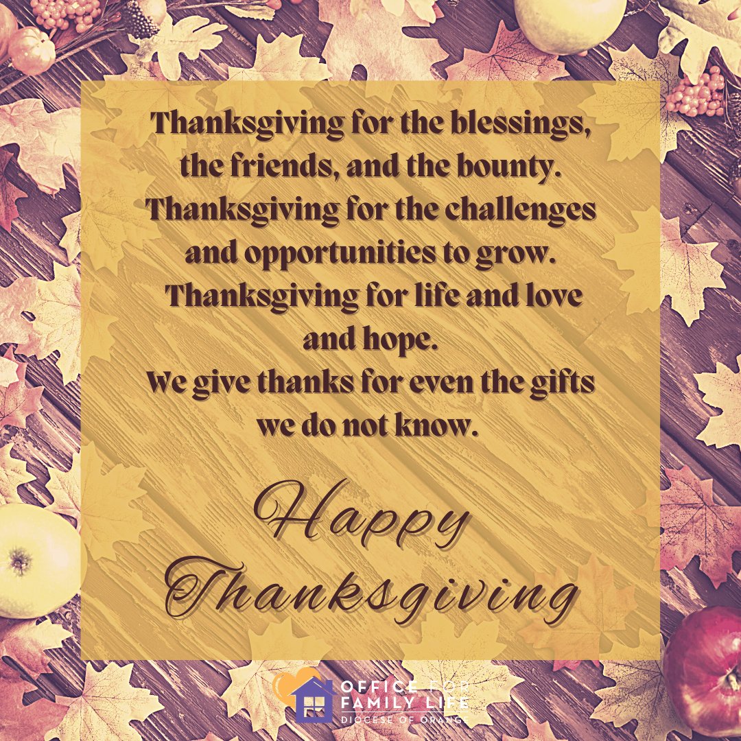 A blessed Thanksgiving to all our families!
