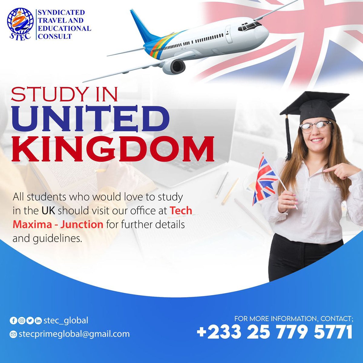 stec_global's tweet photo. Are you looking to study in the UK🇬🇧? If yes then STEC is here for you.

#studyabroad #studyinuk https://t.co/NdatEg9IYh
