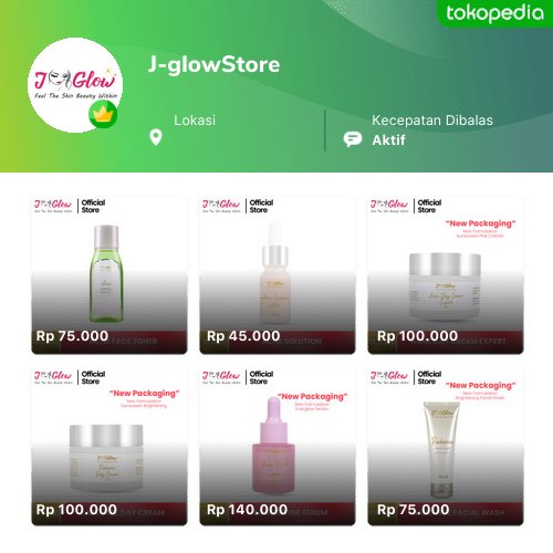 Semakin mudah belanja produk J-glowStore di Tokopedia. Cek aja, pasti ada yang kamu suka
tokopedia.com/j-glowstore