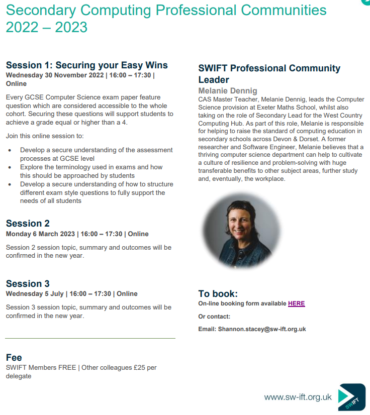 VentrusTSA's tweet image. There is still time to sign up for our Secondary Computing event next week
Booking form - forms.office.com/r/LBV1j1LPjG

@SouthWestIFT 
#ProfessionalCommunity #SecondaryComputing #ComputerScience #GCSE