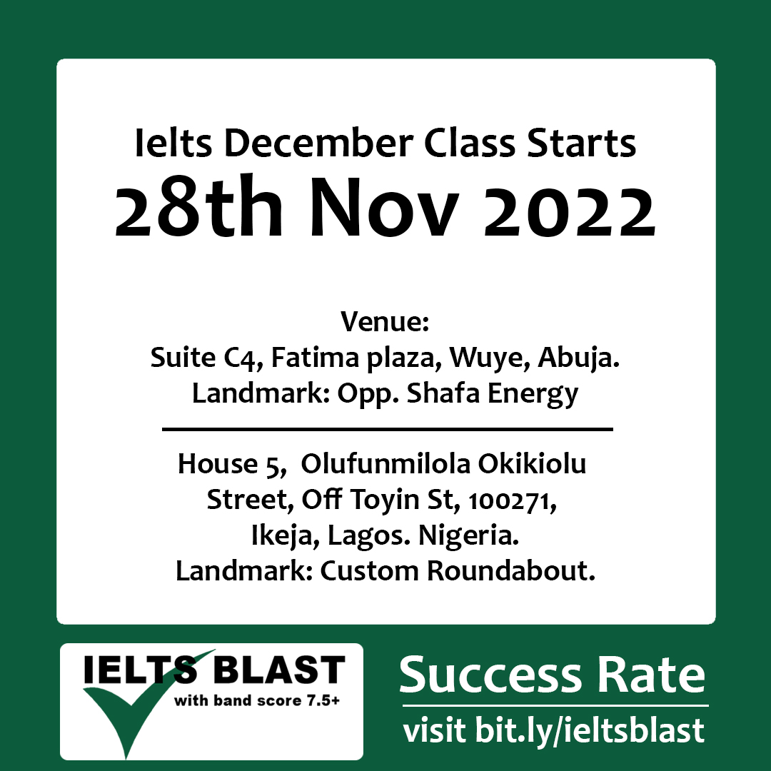 Eizproperty's tweet photo. IELTS Blast guarantees you 7.5+. WhatsApp or Call us today via 09057525461  #ieltsdecember #ieltsclass https://t.co/zx8T0NtU67