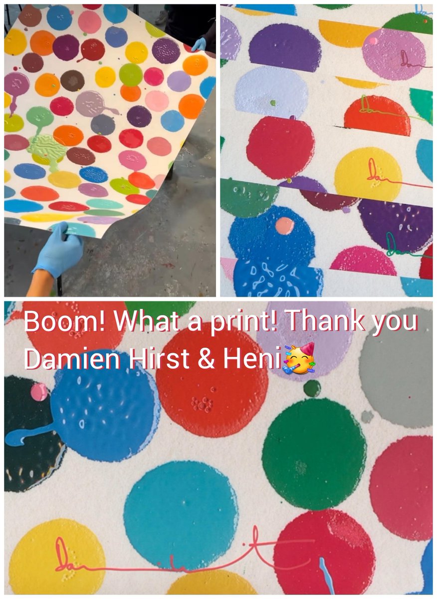 Boom💥 Thank you <a href="/hirst_official/">Damien Hirst</a> &amp; <a href="/HENI/">HENI</a>❤️

My first ever NFT (#TheCurrency) has now got me my first Unique Print signed by Damien Hirst...This one is huuuge 150cm x 100cm. 
Good luck to all of the The Currency NFT holders still waiting for the lucky email👊

#DotsDotsDots