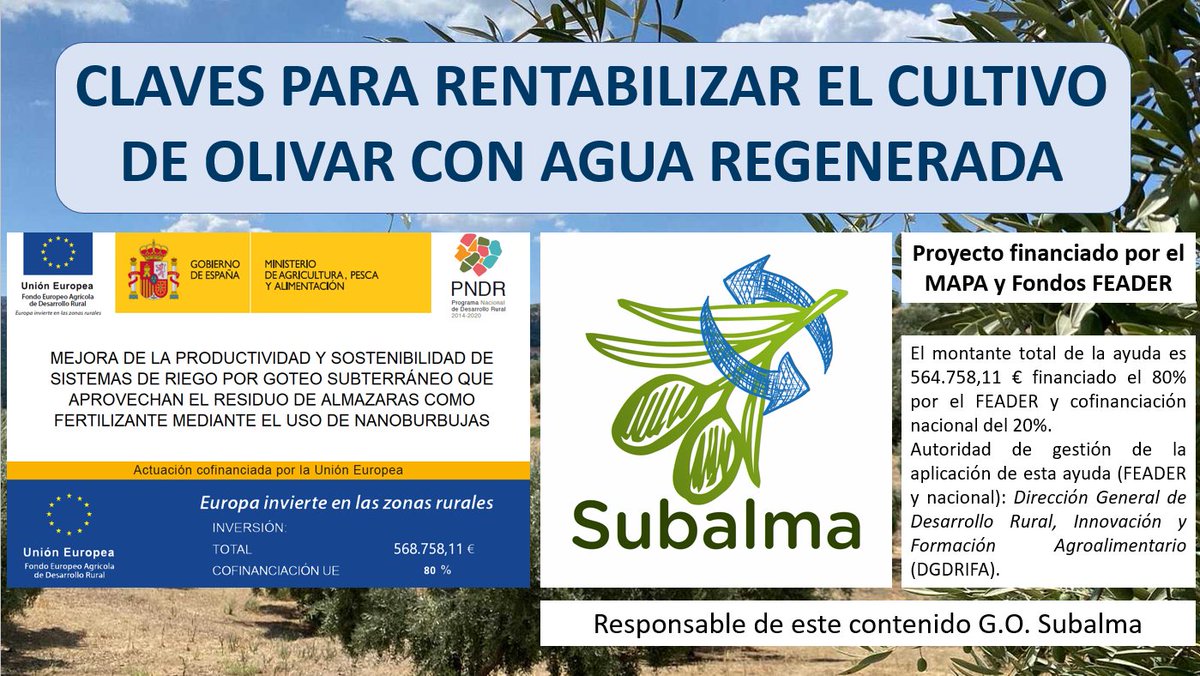 AZUDWater's tweet photo. Ayer asistimos a la jornada de Aguas Regeneradas en Andalucía. Presente y Futuro💧

Aprovechamos la oportunidad para presentar las Claves para rentabilizar el cultivo del #olivar con agua regenerada en base a la experiencia desarrollada por #AZUD en el innovador proyecto #Subalma https://t.co/YuAHUh9V0p