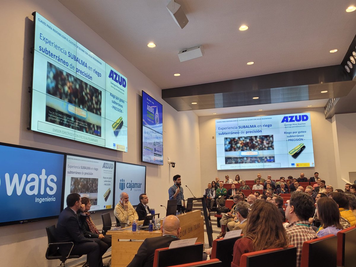 AZUDWater's tweet photo. Ayer asistimos a la jornada de Aguas Regeneradas en Andalucía. Presente y Futuro💧

Aprovechamos la oportunidad para presentar las Claves para rentabilizar el cultivo del #olivar con agua regenerada en base a la experiencia desarrollada por #AZUD en el innovador proyecto #Subalma https://t.co/YuAHUh9V0p