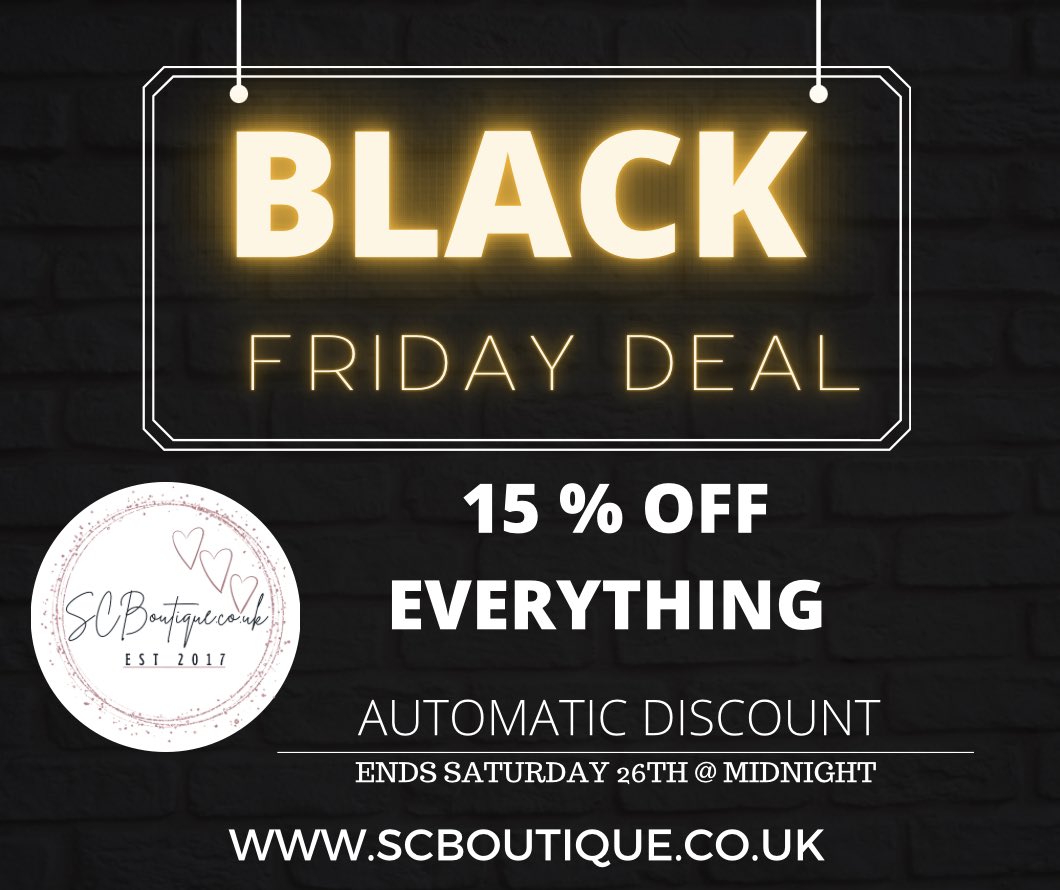 SCBoutique_uk's tweet photo. 🖤Our Black Friday Deal starts NOW
15% off everything 🔥 Ends Saturday 26th @ Midnight
#blackfriday #blackfridaydeal #blackfriday2022 #blackfridayuk #shopsmall #supportsmallbusinesses #smallbusinessuk #grabadeal #happyshopping #scboutiqueuk #scboutiqueukofficial 🖤 https://t.co/IT470fZYJH