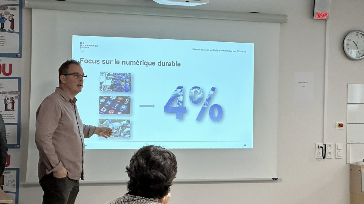 Le séminaire des acteurs du numérique est également l’occasion d’aborder les enjeux liés au numérique durable et les bonnes pratiques à adopter et diffuser auprès des collègues et des élèves 🌍🌳📱#NumériqueDurable #EDD