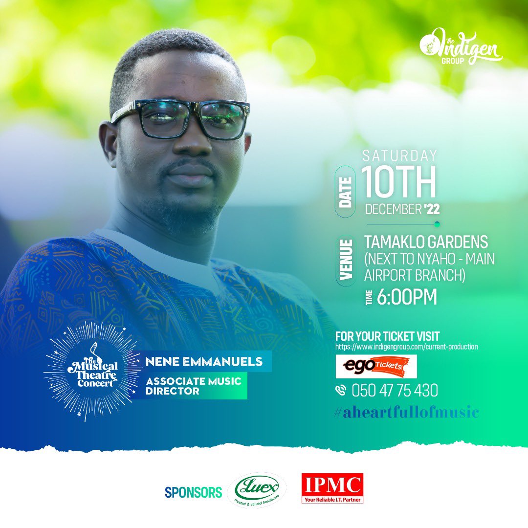 IndigenGroup's tweet photo. Nene has supported us with music direction since the very beginning and brings on board his band, once again, to back our performances. Purchase tickets at our outlets: Airport Shell and Baatsona Filling stations, online at Egotickets and on our website - https://t.co/cCB7VEA2Fb https://t.co/R1WKu9aBbv