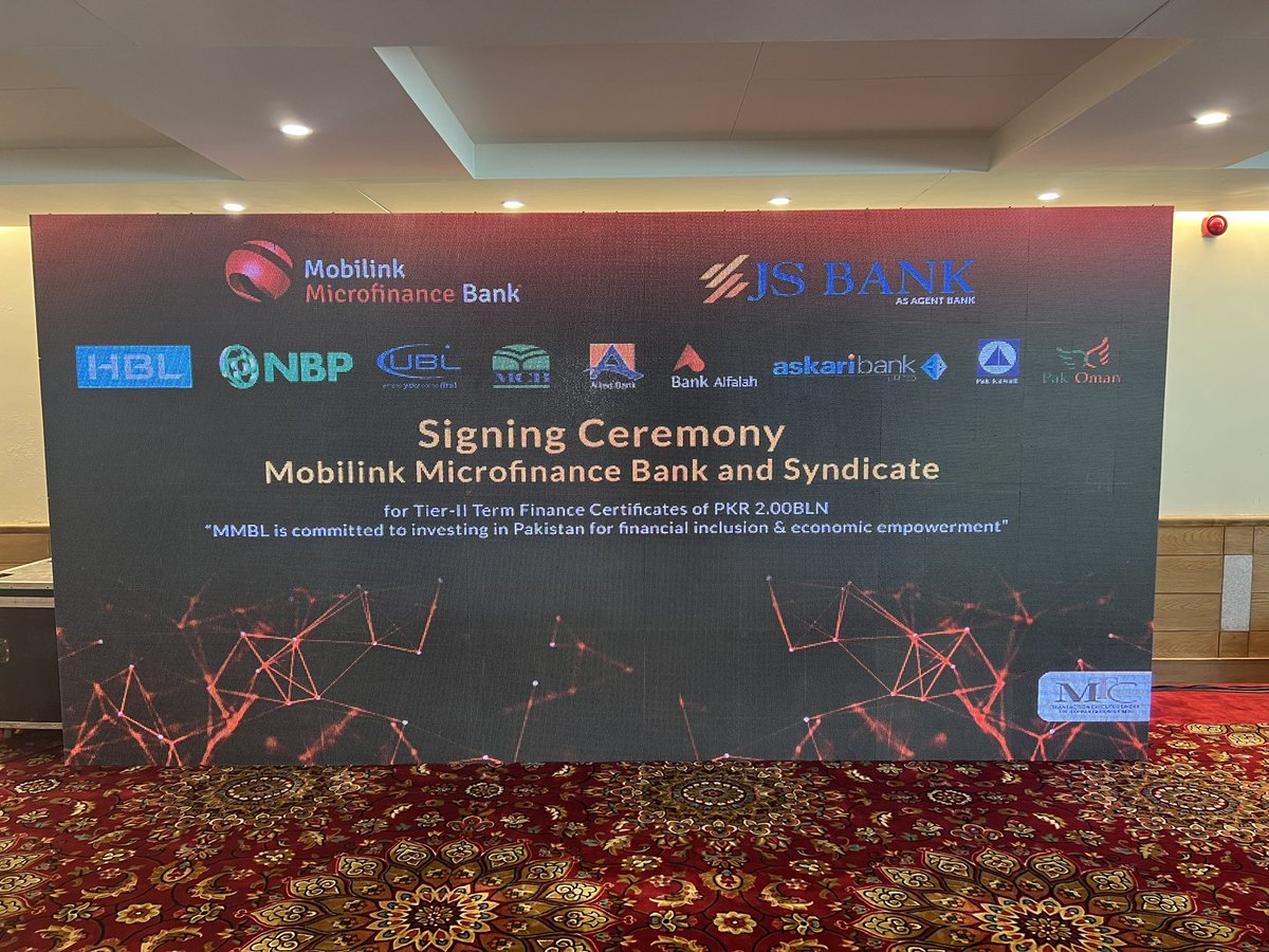 SardarAbubakr's tweet photo. Successfully completed PKR 2 BILLION TFC Capital Raise with support of leading FIs, a first for Mobilink Bank. This will further enable our vision for financial inclusion for all 🇵🇰. #digital #js #hbl #ubl #nbp #abl #pkic #poic #alfalah #askari #jazz #veon #mmbl @taimoorfarid https://t.co/rZb1RAYgDx
