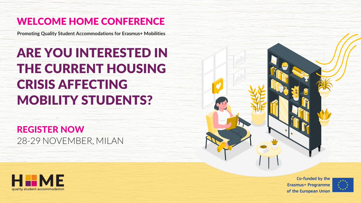 ESN_Int's tweet photo. “Welcome HOME - Promoting Quality Student Accommodations for Erasmus+ Mobilities” conference will take place in Milan on November 28-29. Don't hesitate to join us. Last days to register 🔗 https://t.co/4mu7lZmFHx and don't forget to check the agenda 👉 https://t.co/d30qFReFsr https://t.co/NoydIQGQNr