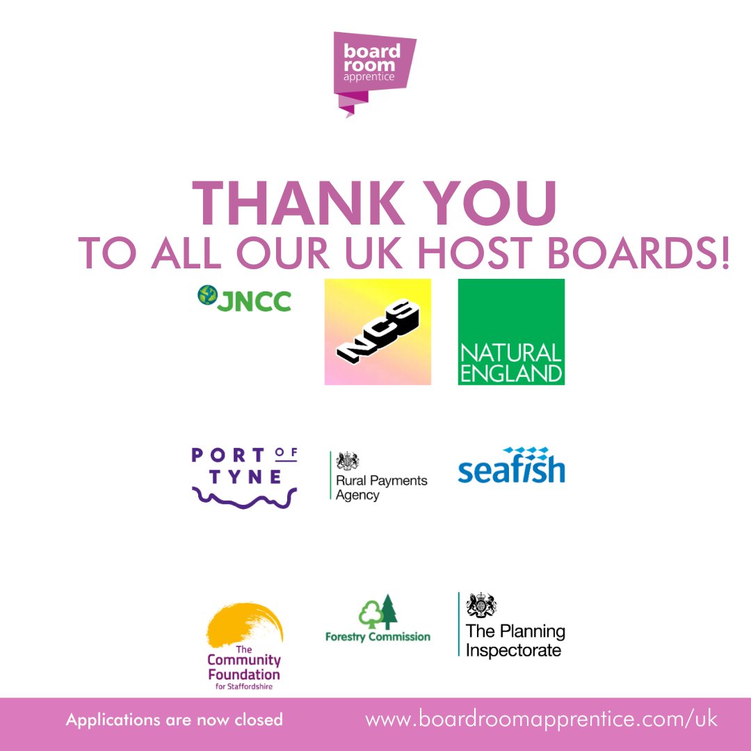 BoardAppr's tweet photo. A massive thank you to all our UK Host Boards! Without you, it wouldn’t be possible.
#GetOnBoard #BoardroomApprentice #Diversity #Inclusion #Equality
@jncc_uk @ncstrust @naturalengland @port_of_tyne @ruralpay @seafishuk @cfstaffordshire @forestrycomm @PINSgov https://t.co/HDDBOjFeZw