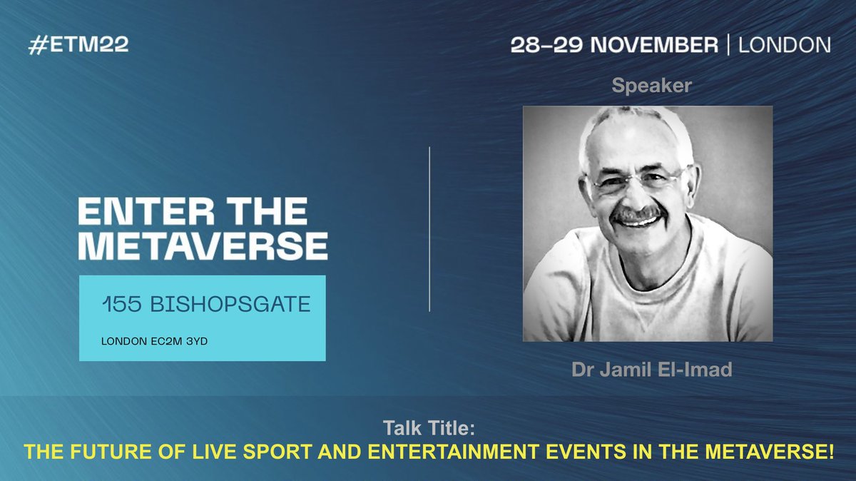 Join me and the <a href="/VirtuallyLive/">Virtually Live</a> team next week @TechCircus_ #EnterTheMetaverse conference in London where we will present, THE FUTURE OF LIVE SPORT AND ENTERTAINMENT EVENTS IN THE METAVERSE!