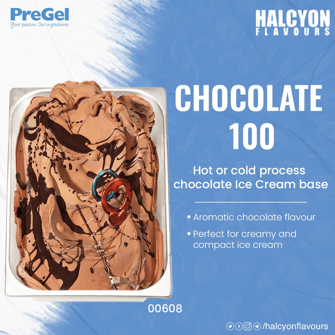 FlavoursHalcyon's tweet photo. #Chocolate 100 - A perfect #base for obtaining an ice cream with an intense and refined taste of the best chocolates, used for the preparation of a creamy and compact ice cream with an aromatic chocolate flavour.

#icecreambase #icecream #chocolate #flavor #pregelflavors #pregel https://t.co/Egrq9TTfRB