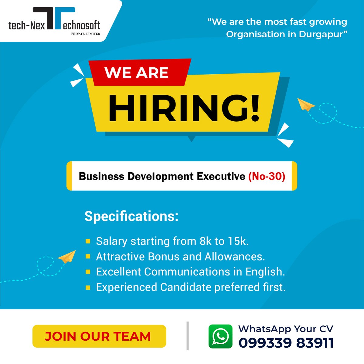 TTechnosoft's tweet image. 𝐁𝐔𝐋𝐊 𝐇𝐈𝐑𝐈𝐍𝐆 - 𝟑𝟎 𝐕𝐚𝐜𝐚𝐧𝐜𝐲

#webprocess #nightshift #DAYSHIFT #webcaller #jobsindurgapur #jobs #fulltimejob #jobsearch #jobopportunityindurgapur #jobvacancyindurgapur #JobSeekers #jobalert #careeropportunities #technext_technosoft #Durgapurcity #HiringAlert