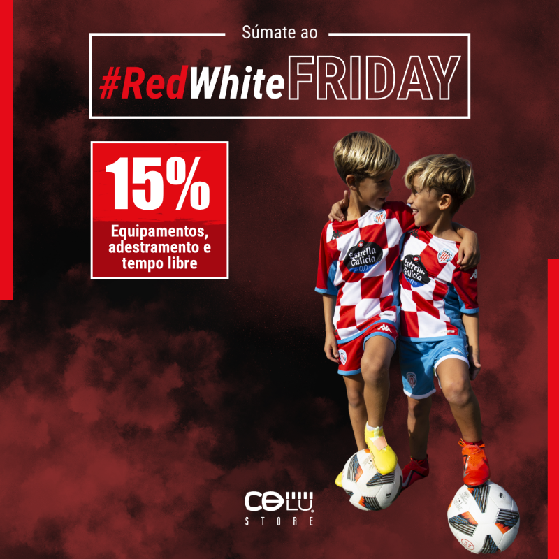 CDeportivoLugo's tweet photo. Seguimos desfrutando das mellores ofertas durante o #RedWhiteFriday! ❤️🤍

Todos estes produtos oficiais do club están a un 𝟭𝟱% 𝗱𝗲 𝗱𝗲𝘀𝗰𝗼𝗻𝘁𝗼 na nosa tenda online e física 😱

🚨 Tedes ata o domingo 27 de novembro, non o deixes de lado! 

#ForzaLugo