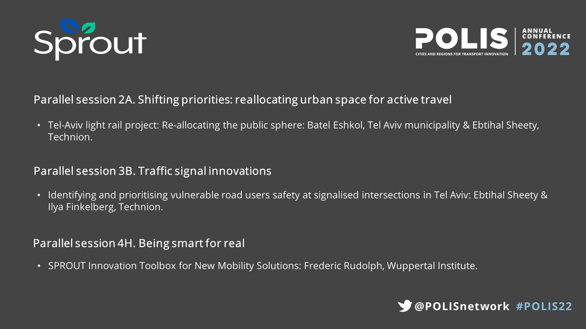 📢The SPROUT project will be present at #POLIS22 in Brussels, Belgium from 30 November to 1 December.

Find out more 👉sprout-civitas.eu/events/sprout-…