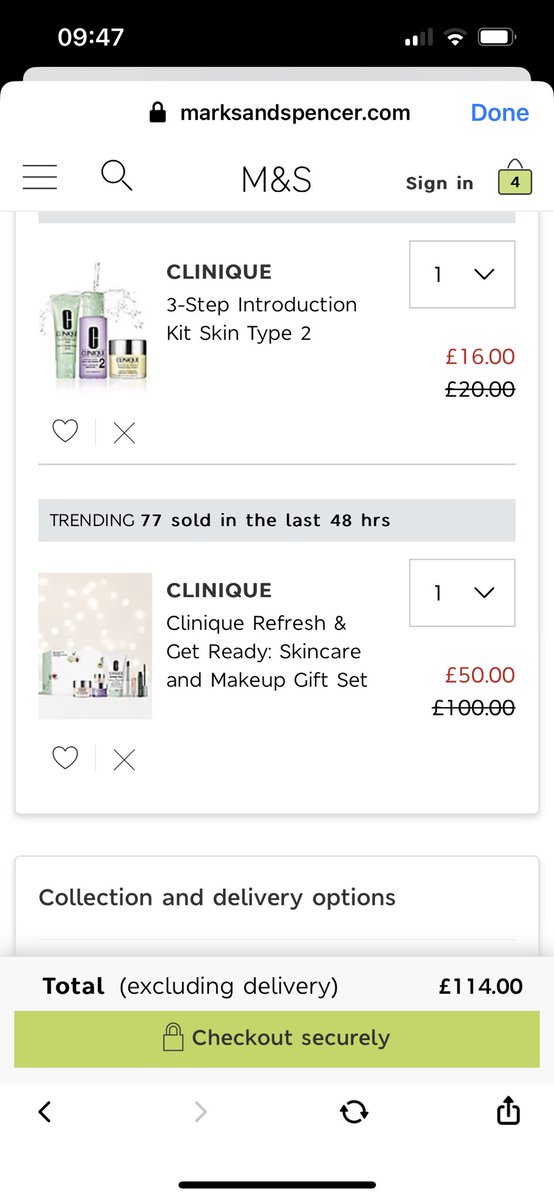 SinfieldEmma's tweet photo. @marksandspencer your ads are totally misleading. This Clinique set is advertised as £30, yet you put it in the basket and it’s £50! I would have bought it, but now I’m just irritated! https://t.co/AEFFnvJ8zq