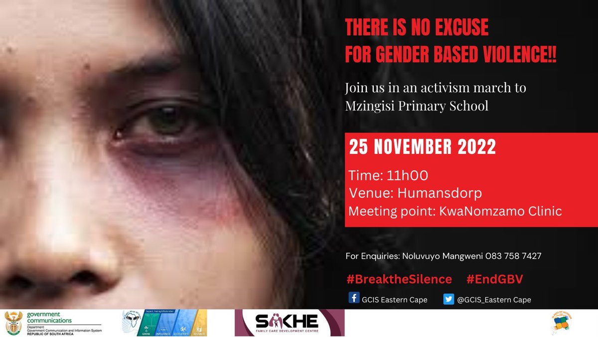 VukuzenzeleNews's tweet photo. Join the Humansdorp community and march to the launch of the 16 days of Activism for no violence against Women &amp; Children.
#16DaysOfActivism
#EnoughisEnough
#BreaktheSilence
#EndGBV https://t.co/Jvua4e2ppB