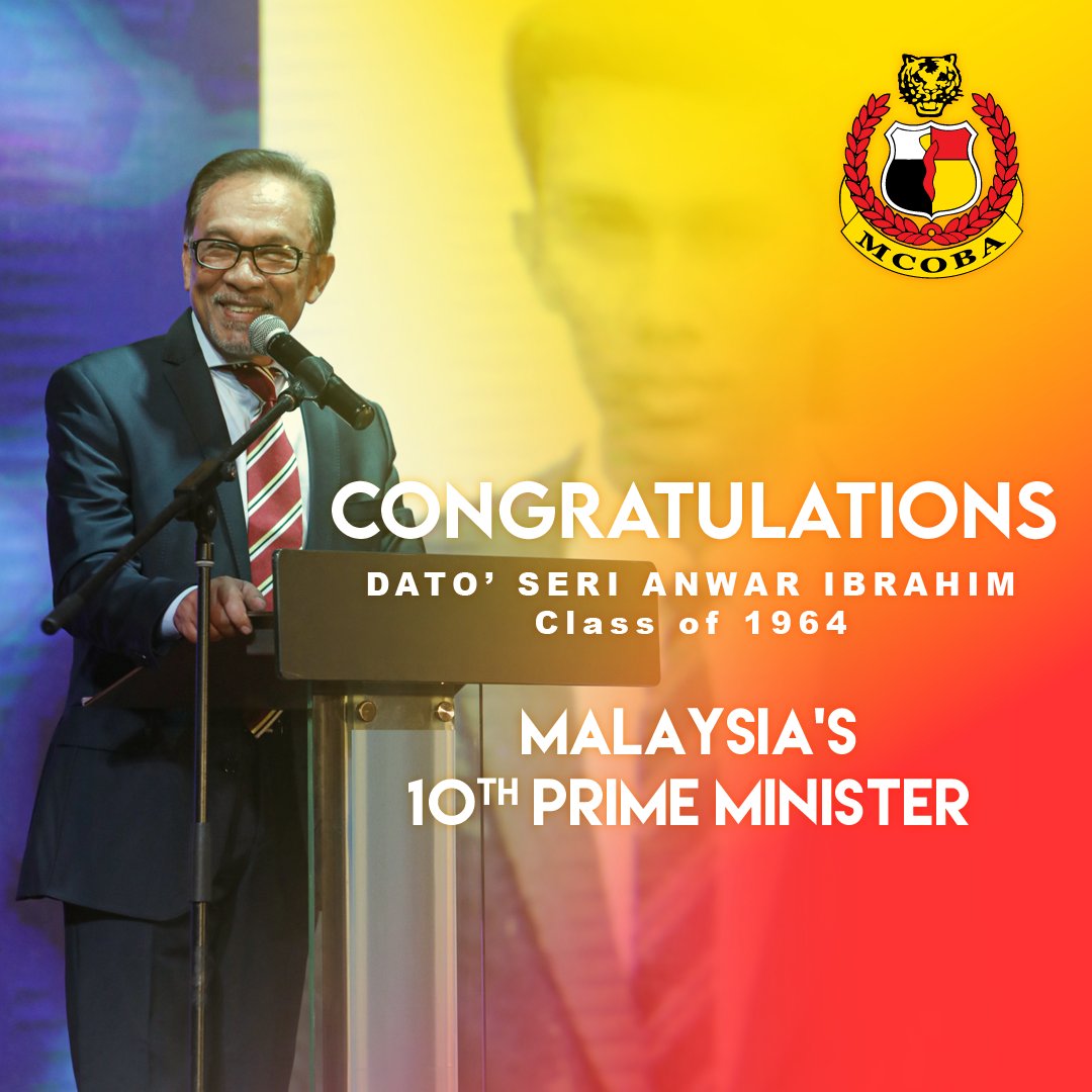 mymcoba's tweet photo. MCOBA congratulates YAB Dato’ Seri Anwar bin Ibrahim on his appointment as the 10th Prime Minister of Malaysia https://t.co/9BQirOe1nU