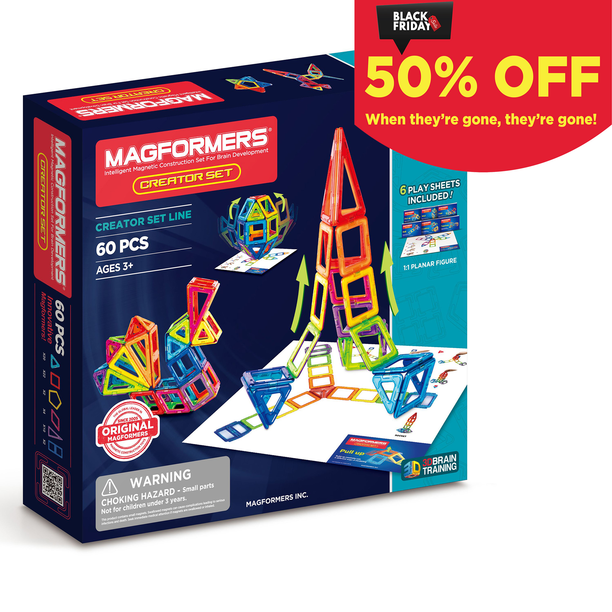 Magformers Intelligent Magnetic Construction Set 60 Piece Set