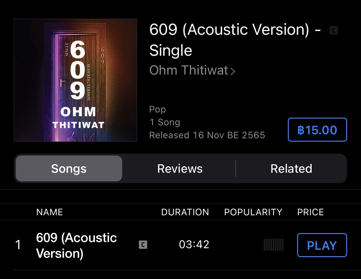 BT042506's tweet photo. ปกสวย มาโหลดกันๆชาว IOS 15 บาทเอง อุดหนุนพี่มั่มกับทีม ALLTHISกันจ้า 

609 (Acoustic Version) - Single by Ohm Thitiwat https://t.co/lHCICjIpAB

#609BedtimeStory 
#609BedtimeVersion
#OhmThitiwat #โอห์มไง https://t.co/bCGfcIUB8A