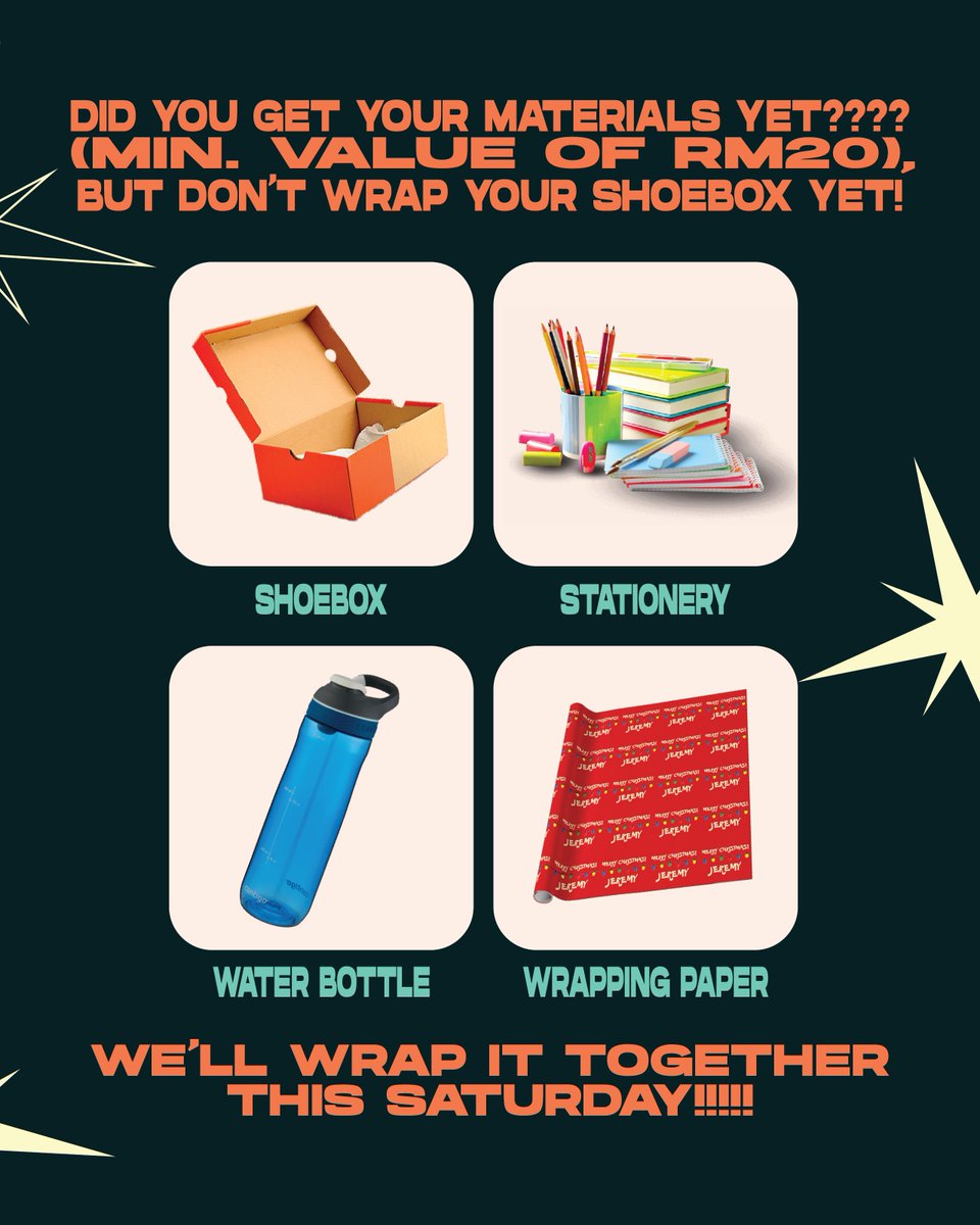 Haven't bought your shoebox items yet? GO 👏 SHOP 👏 FOR 👏 THEM 👏 NOW 👏 faster ah. Oh and, tell your friends too. Thenk.
-
#ActsTeens 
#ShoeboxProject22
#ActsTeensChristmasParty22