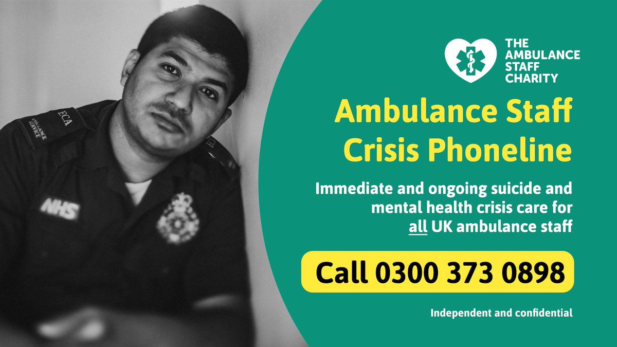 TASCharity's tweet photo. TASC is proud to launch the 24/7 #Ambulance Staff #Crisis Phoneline offering instant &amp; ongoing #Suicide &amp; #MentalHealth care for all UK #AmbulanceStaff. Independent, confidential &amp; available 365 days a year.

T: 0300 373 0898   
W: https://t.co/QKhx1lQ2Ad 

#TASCP https://t.co/q1ht58pERL
