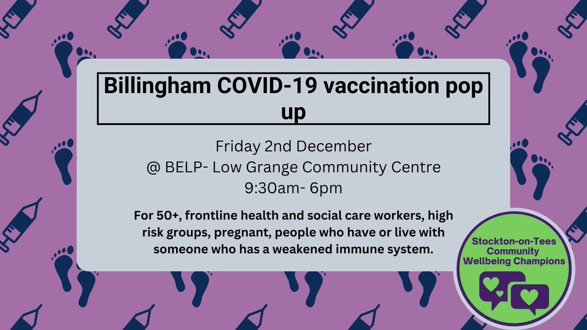 Billingham pop up COVID-19 clinic 💉

#Covid-19 
#Vaccine
#Autumnbooster