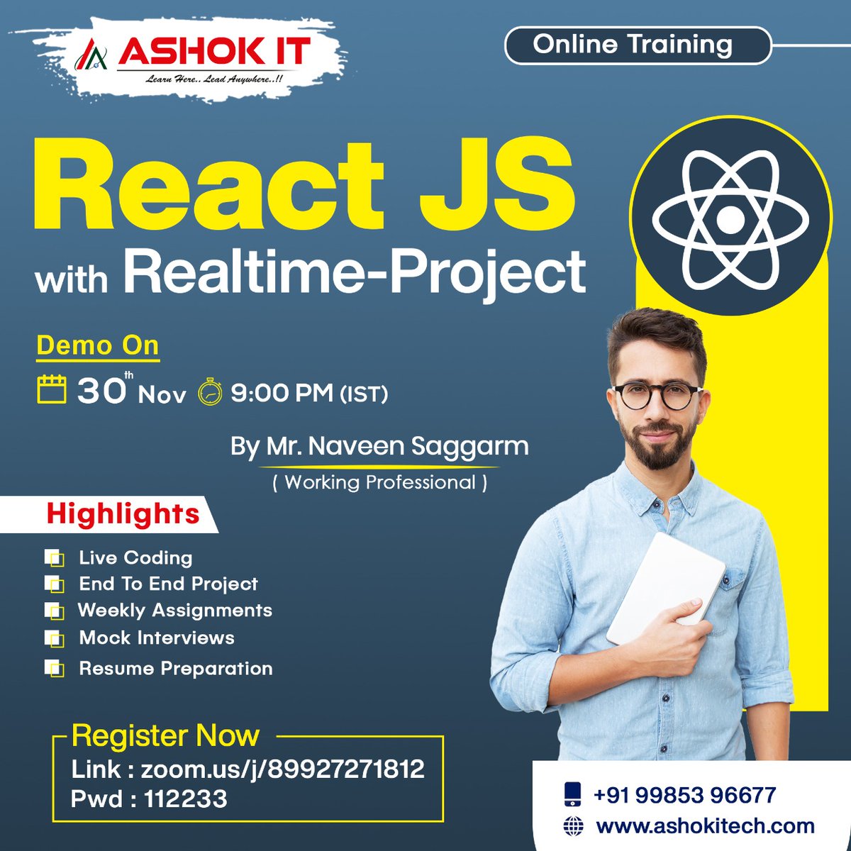 ashokitschool's tweet image. 🛑 React JS 🛑
✍️ Enroll Now : bit.ly/3ErmRiz
👉 Free Demo On 30th-Nov @ 9:00 PM IST
🌐 Visit : ashokitech.com
CALL NOW: +919985396677
#Reactjsonlinecourse #Reactonlinecourse #reactjscertification #reactjsonlinetraininginameerpet #reactjsonlinetraininghyderabad