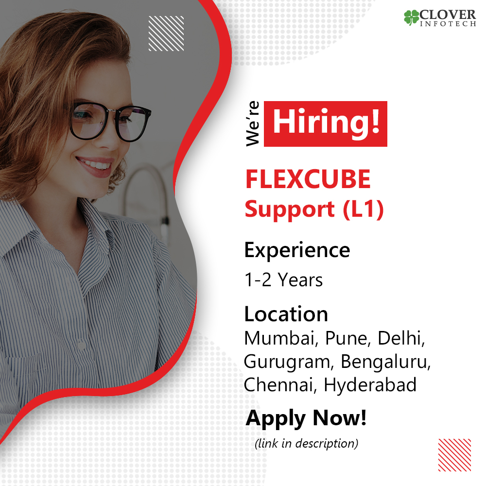 _CloverInfotech's tweet image. We&apos;re Hiring Flexcube Support (L1)
🔗 Apply here bit.ly/3AEwfx2

#hiring #hiringnow #flexcube #flexcubesupport #applynow #joinus #joinustoday #hiringalert #recruiting #jobopportunities