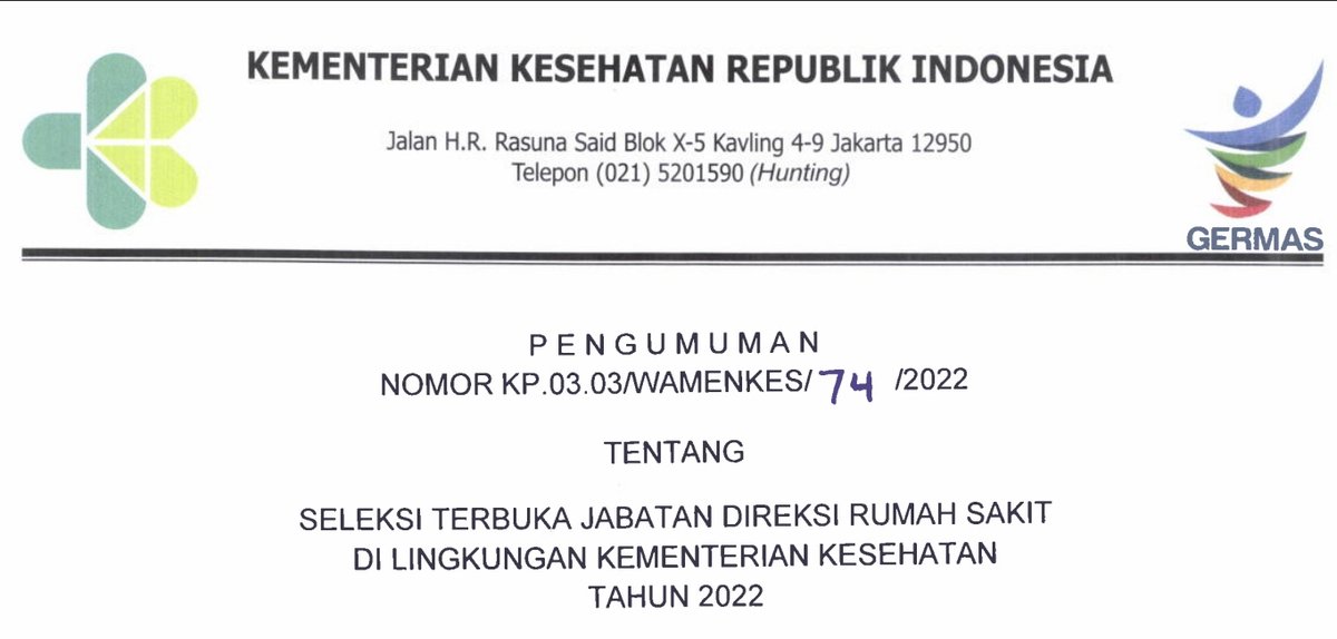#RilisSehat

Kemenkes Buka Lowongan Jabatan Direksi di 60 Rumah Sakit <a href="/KemenkesRI/">Kementerian Kesehatan RI</a> 

sehatnegeriku.kemkes.go.id/baca/rilis-med…
