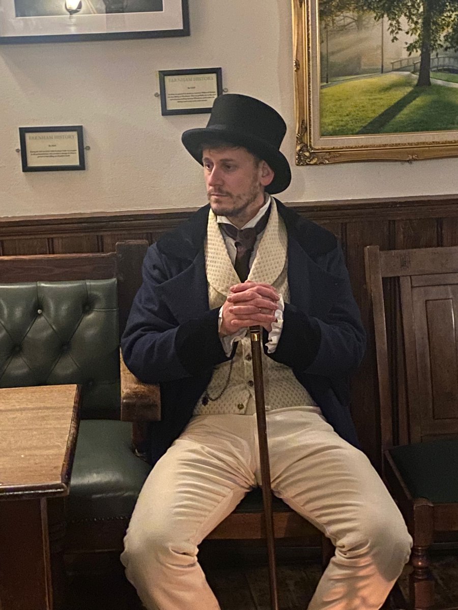 DepConUK's tweet image. First encountered Tuesday night on streets of central Farnham and in @TheQueensHeadPH, this chrono-displaced person thought to be a William Foot(e?) from 1839. Please report any sightings or encounters #FarnhamPortal