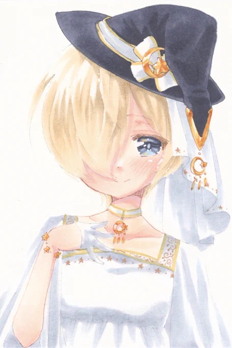 ドローイング『星と月の魔法使い』静けさと瞬きを得意とし静かな眠りに誘う魔法を得意とする #魔法使いと夢の国展 