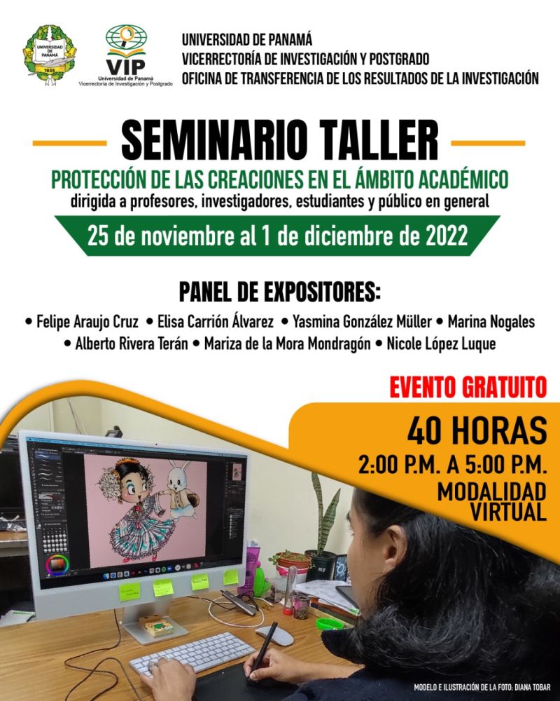 AktionLegal's tweet photo. 📣Del 25 de noviembre al 1 de diciembre se celebrará el seminario taller "Protección de las Creaciones en el Ámbito Académico". Organizado por la @UNIVERSIDAD_PMA en el que participará nuestra compañera @mnogales__ .

🕗 20:00 - 23:00 España
📌 Envía email a: vip.otri@up.ac.pa https://t.co/j0P4wqdeNM