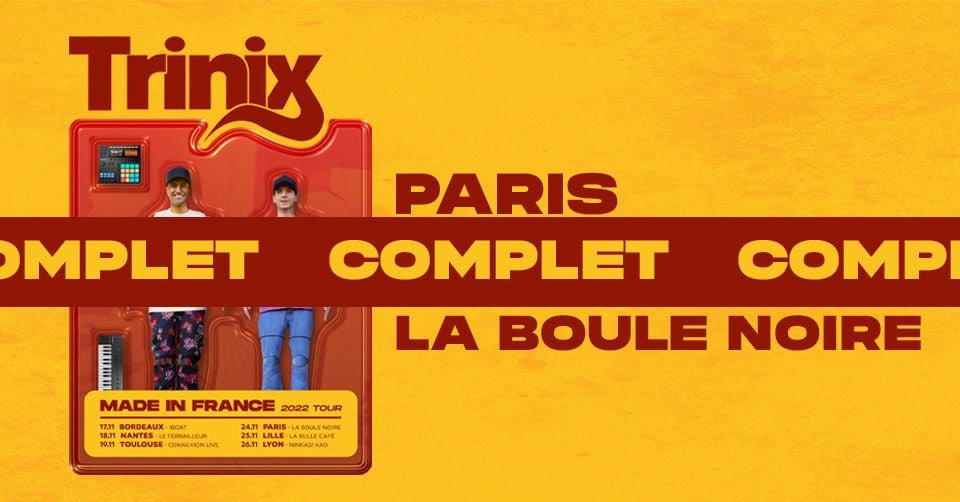 La tournée live de <a href="/TrinixMusic/">TRINIX 🎶</a> continue. Après des shows #SoldOut à Toulouse, Bordeaux et Nantes la semaine dernière, ils se produiront ce soir à Paris : <a href="/Laboulenoire/">La Boule Noire</a> puis Lille vendredi et Lyon samedi !

#trinix #ontour #paris