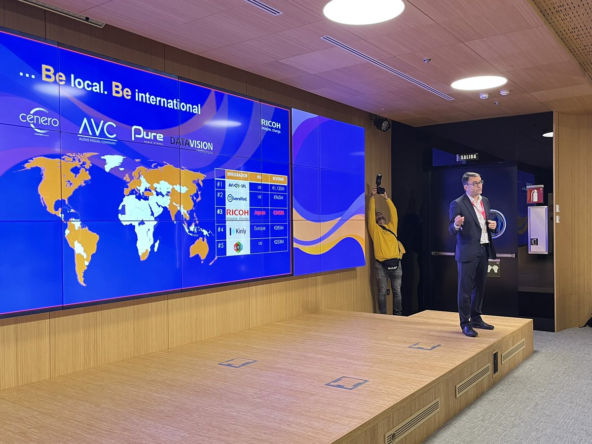 ricohspain's tweet photo. Arrancamos nueva edición de #BeHybridBeCollaborative en Madrid con la intervención de @tamajon_jose, nuestro Director Comercial de Grandes Cuentas: “Las últimas adquisiciones de @Pure_AV, @avconeltd, @DataVisionGmbH o @CeneroAV nos posicionan como el tercer integrador AV mundial” https://t.co/7ImzQxXwA5