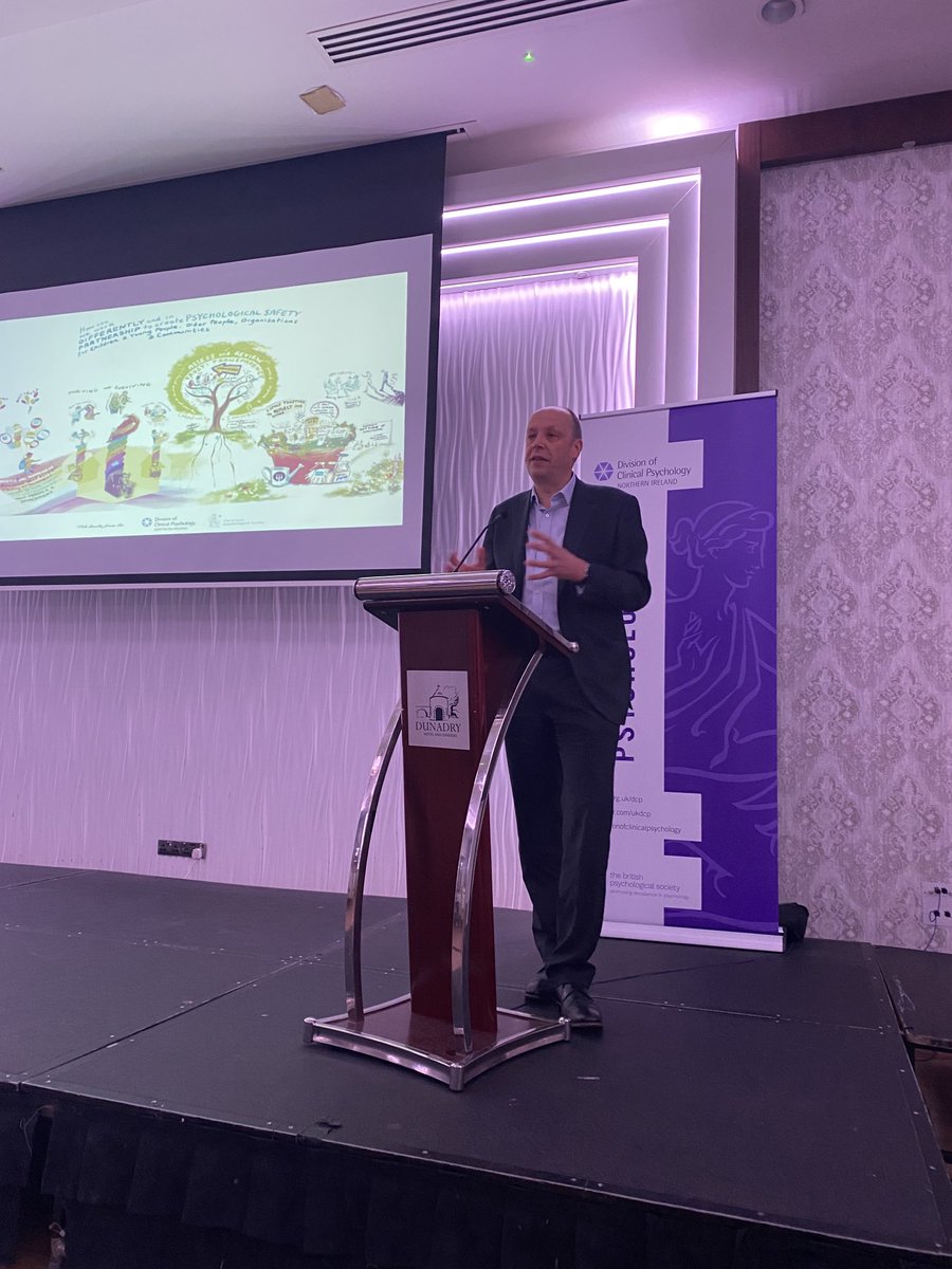 Permanent Secretary ⁦<a href="/healthdpt/">Department of Health</a>⁩ Peter May opening our ⁦<a href="/NIDCP/">DCPNI</a>⁩ conference. He acknowledged the role of clinical psychologists and the need for a Chief Psychological Officer in NI. ⁦<a href="/BPSOfficial/">British Psychological Society</a>⁩